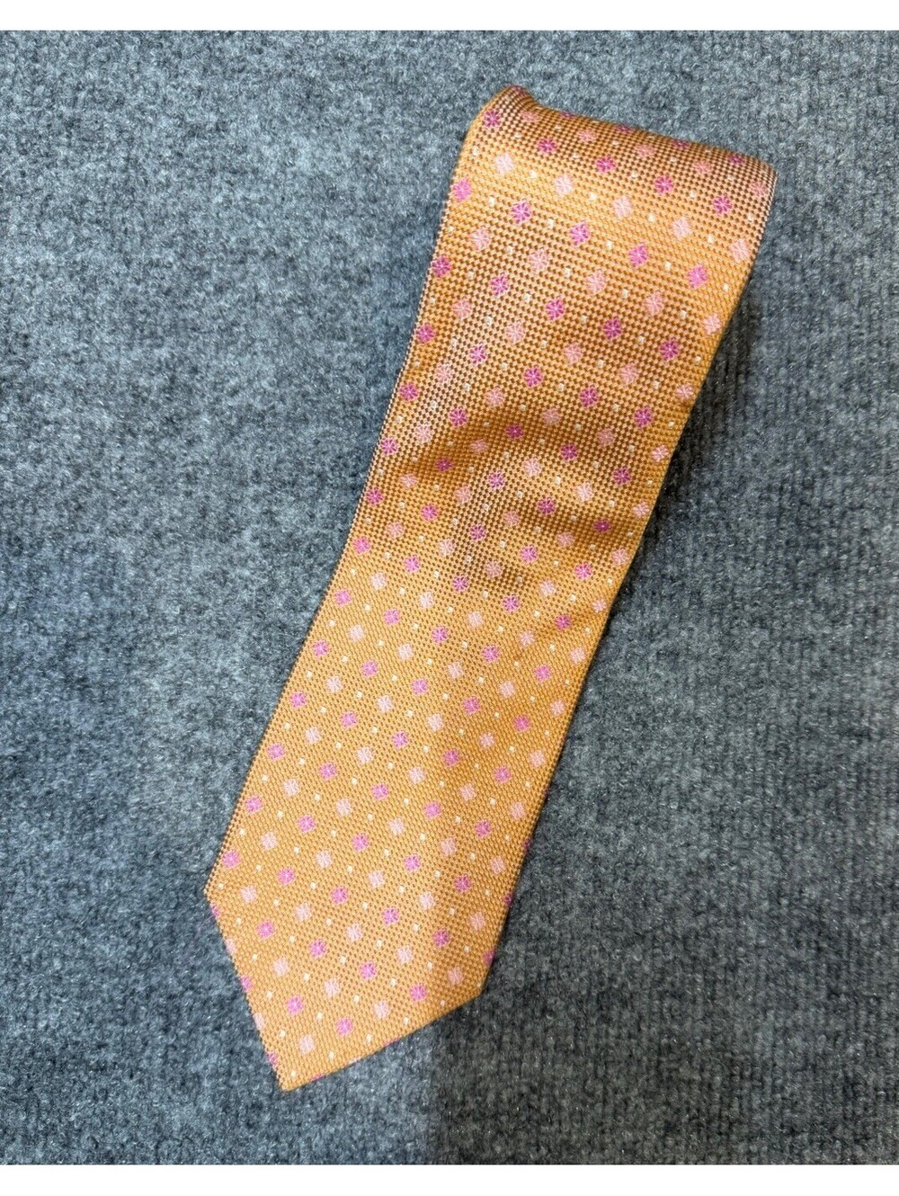 Paul Stuart Made in Italy Woven Tie Orange Pink Geometric